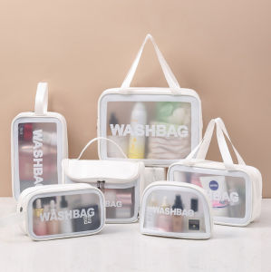 Túi Đựng đồ trang điểm trong suốt washbag Combo 6 nhựa PVC da Pu 3 màu đi bơi đi biển du lịch GSR (DEAL SỐC)