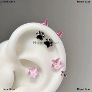 [COD] Home Base Red Zircon Wing Chain Earring For Women Men Gothic Color Ear Bone Nail Earring Y2K Jewelry Accessories