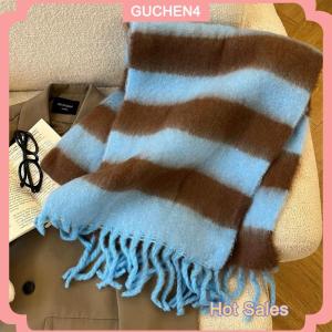 GUCHEN4🎀 Sang trọng giả cashmere phụ nữ Khăn mùa đông dày ấm sọc CAPE kết thúc tốt đẹp nữ tua dài chiếc khăn ấm kỳ nghỉ Quà Tặng