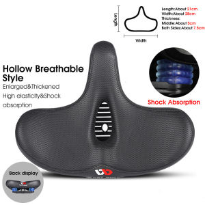 WEST BIKING Bicycle Saddle Comfortable Thicken Shock Absorber Bike Seat Hollow Memory Foam Ergonomics Soft Bicycle Saddle Cushion 33CM Widened Mountain Bike Accessories