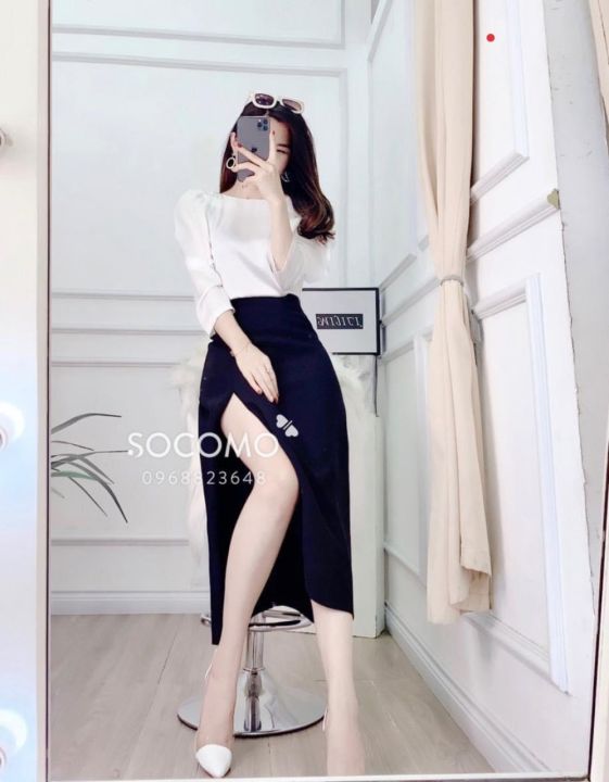 Set áo croptop trắng và chân váy đuôi cá vải xô thêu siêu đẹp dưới 55kg- Đầm  nữ rời coptop chân váy dún | Shopee Việt Nam