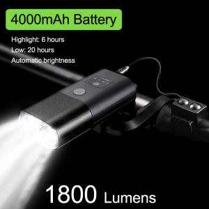 1800 Lumen จักรยานไฟหน้าชุด USB 4000MAh LED หลอดไฟหน้าพร้อมฮอร์นจักรยานไฟติดรถจักรยาน
