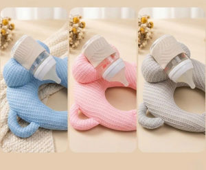 Gối Đỡ Bình Sữa Cho Bé Có Dây Chun Cố Định Bình Dạng Vòng Có Phần Điều Chỉnh Phía Trên
