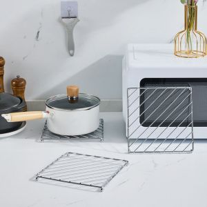 LIANG 2pcs หุ้มฉนวน ที่วางหม้อ รูปสี่เหลี่ยม ป้องกันการไหม้ แผ่นรองจานเครื่องมือในครัว หลายฟังก์ชัน ไม่เป็นสนิม แผ่นรองจานร้อน ของใช้ในครัว