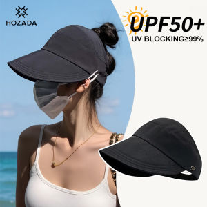 HOZADA Women Sun Cap Sun Visor Hat Half Empty Top Large Brim Summer Visor Cap Women High Ponytail Baseball Cap Sunscreen Cap Outdoor Urban Sports Sun Protection Hat Can Wear Mask for Outdoor Travel