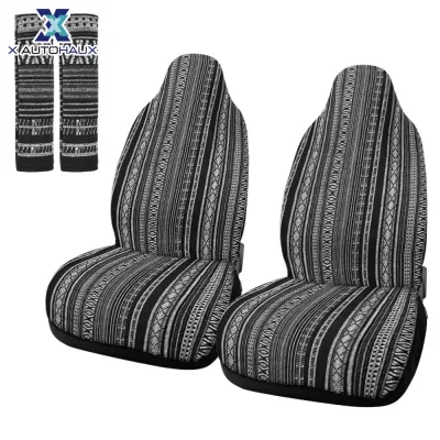 X AUTOHAUX 2pcs Gray Universal Front Seat Cover Protectors Saddle Blanket Bucket Seat Cover with Seat-Belt Pad for Car