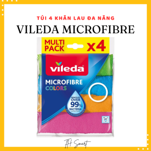 Túi 4 Khăn Lau Đa Năng VILEDA Microfibre Mềm Mại Không Xổ Lông