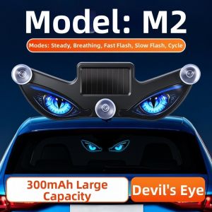 FEELINGS Solar Devil Eyes Car Lights Wireless Suction Cup Car Warning Light  Dynamic Display LED Car Light