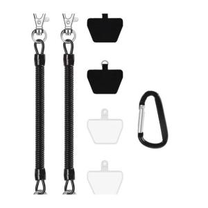 Retractable Lanyard Tether Universal Stretchy Strap Phone Lanyard Tether with Patches & Carabiner for Most Mobile Phone