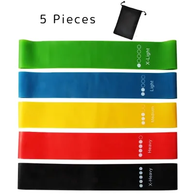 5 Pcs Yoga Resistance Loop Bands Set Elastic Fitness Rubber Bands for Full Body Workout Set 5 Jalur Gelung Rintangan Yoga Tali Getah Kecergasan untuk Latihan Seluruh Badan