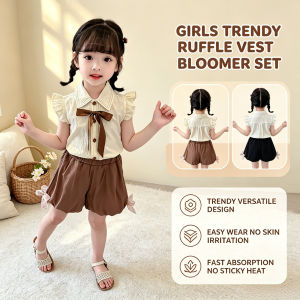 【local Stock】Summer Vest Set For Girls Popular With Flying Sleeves And Flower Bud Pants Transformed Into A Comfortable And Sporty Design That Absorbs Sweat And Dries Quickly Without Stuffiness