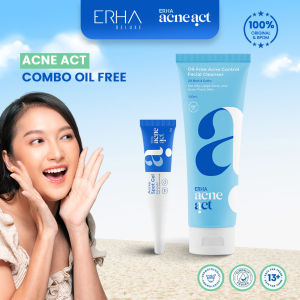 ERHA Oil Free Acne Control Facial Wash + Acne Spot Gel / Sabun Wajah Berminyak + Obat totol Jerawat
