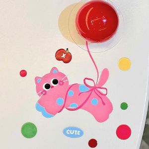 ที่เปิดฝาห้องน้ำหูฟังลายแมวน่ารักที่มีที่จับลูกโป่ง-ไม่สัมผัสสุขอนามัยที่จับแบบดึงสำหรับห้องน้ำ