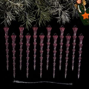 TEWUB 12Pcs Fake Icicle Acrylic Icicle Christmas Ornaments Realistic Shatterproof Christmas Tree Icicle Decorations Elegant Transparent Clear Ice Strip Hanging Pendants Christmas Gift