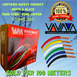 WIREMAX 99.9% PURE COPPER THHN/THWN STRANDED WIRE #10/7 (5.5mm)   150 METERS
