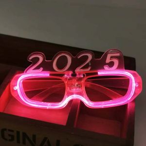 NCUMBE Number Letter 2025 Happy New Year Glow Glasses LED Glow Photographic Ornaments New Year Party Glasses Childrens Toys Plastic 2025 LED Glow Glasses Masquerade Party