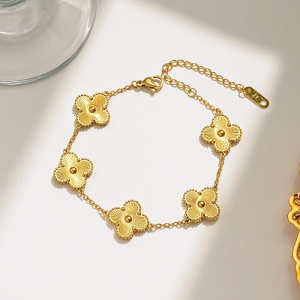 Gold Kelly Clover Necklace Bracelet Earring SetLucky Stainless Steel Jewelry Set Gifts for Women