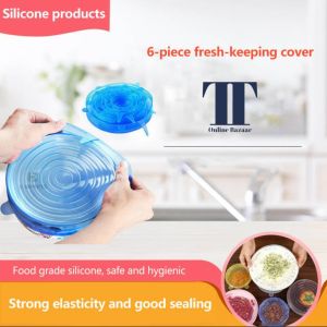 6PCS Reusable Silicone Food Wrap硅胶食品包装盖