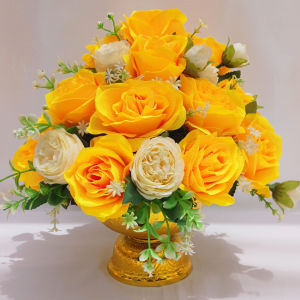 พานดอกไม้ไหว้พระ พานสักการะ  พานโต๊ะหมู่บูชา  พานไหว้สิ่งศักดิ์สิทธิ์ (พุ่มดอกไม้30cm.) พานดอกไม้ประดิษฐ์ พานดอกกุหลาบ พานโต๊ะหมู่เฉลิมพระเกียรติ