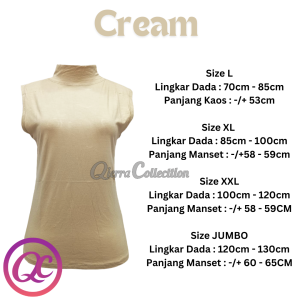 Manset Buntung Tanpa Tangan Wanita Kerah Shanghai Leher Turtle Neck Yukensi Polos Dalaman Perempuan Warna Kulit Bahan Rayon Spandek Kaos Daleman Cewe Hijab Dewasa Anak Tangan Pendek Panjang Mangset Atasan Cewek Jumbo Big Size LD 120 140 Katun Premium