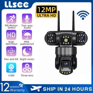 LLSEE V380 Pro Three lens Video Surveillance Camera WiFi Network CCTV Camera Wireless 360 Monitoring Outdoor CCTV Waterproof Security Camera 10x Zoom