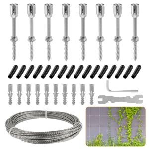 Bộ Dụng Cụ Leo Cây 8 Món Bằng Thép Không Gỉ Bộ Dụng Cụ Leo Cây 8 Món Bằng Thép Không Gỉ + 12m98ft Cây Leo Dây Leo Và Tường Xanh Bộ Dụng Cụ Không Căng Thẳng Tường Gạch Bảng Hàng Rào