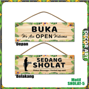 Decor Art - 30x10 Cm Gantungan Toko Tali Model Bolak-Balik Buka-Tutup Sedang Sholat - BOBA 3