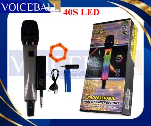 【VOICEBALL】FT-40S LED Professional Handheld Wireless Unidirectional Dynamic Microphone with RGB Light and Built in Rechargeable Battery