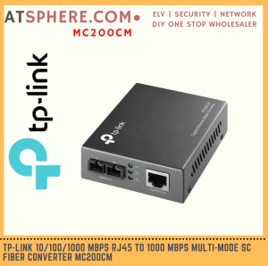 TP-LINK Tplink Gigabit 10/100/1000Mbps Multimode Media Converter RJ45 Ethernet LAN Port to SC Fiber Port TX RX MC200CM