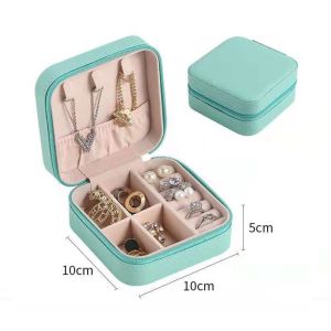 Portable Jewelry Box Zipper Leather Storage Organizer