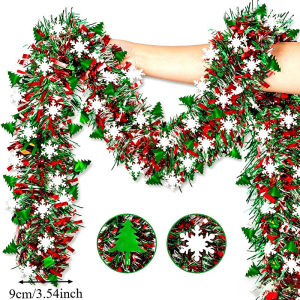 2M Christmas Garland Colorful Tinsel for Christmas Glitter Foil Ribbon Ornament Home Party Decoratio