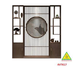 Vách ngăn phòng khách vách ngăn tủ kệ bằng gỗ 4VTK17- Nội thất lắp ráp Viendong adv