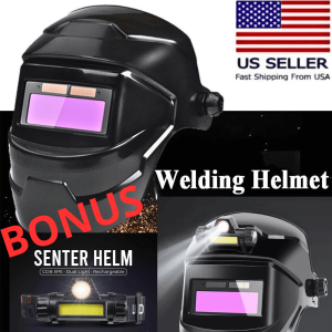 ORIGINAL.. Helm Las Otomatis Gelap Terang + Lampu Led Auto Dimming True Color Welding Mask JJ192