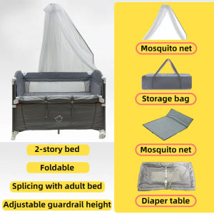 Baby bed 0-3 years old baby cradle folding baby cot with mosquito net diaper table newborn supplies