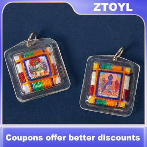 【ZTOYL】 Tây Tạng Tangka Xanh Tara Phật Giáo Móc Khóa Mặt dây chuyền nhỏ túi phong thủy Móc chìa khóa trang trí Phật Giáo