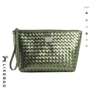 Exquisite makeup bag lightweight and large-capacity fashionable storage bag mobile phone loose change travel storage bag metallic color woven fashionable small bag