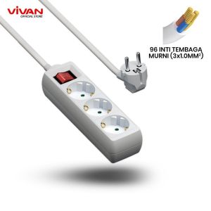 Vivan 3 4 5 Lubang Stop Kontak Colokan Saklar Socket Kabel 1.6m Inti Tembaga