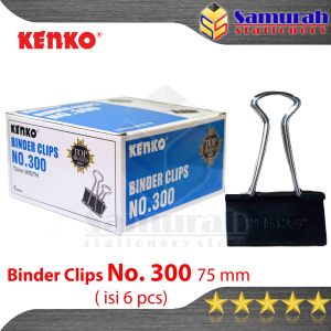 Binder Clips No. 300 Kenko / Clip Hitam Tebal / Klip Jepit Kertas Besar Lebar 75 mm isi 6 pcs