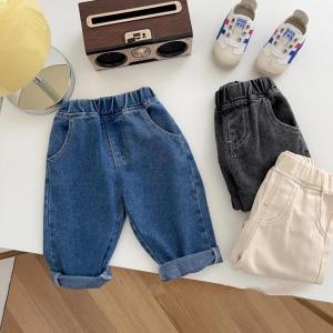7277-1 Baby Boys Denim Pants Solid Color Infants Baby Pants Jeans Casual Pants2026