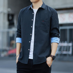 Soft Oxford Men Long Sleeve Shirt Stable Stitching For Long Hour Office Wear