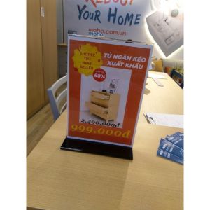 P PMC Standee Menu Mica A4 Menu để bàn A5 A6 Đế lùa 02 mặt Mica Đài Loan JSC