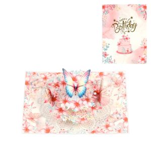 MODERNLUX 3D Pop-Up Cards Foldable Butterfly Flowers Birthday Greeting Card Cute Elegant Gifts Card Surprise Gift