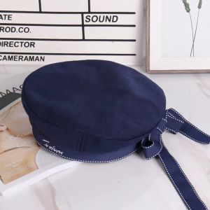 SIXIS Thêu chữ Mũ thủy thủ Nơ ruy băng Phong cách Nhật Bản Mũ Beret Dễ thương Nhẹ Mũ họa sĩ dành cho biểu diễn sân khấu trường học
