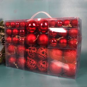 DISTILLATIONSTORE82RE9 100PCS 8cm Christmas Ball Set Suspensable Plastic Christmas Tree Balls Durable 18 Colors Xmas Baubles Party