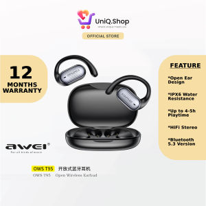 Awei OWS T95 Open Ear Wireless Earbuds | Sport Dual Bass Bluetooth Earphones with Microphone Mic