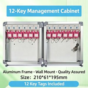Wall Mount Key Cabinet Lockable Aluminum Key Storage Box with Key Tags - 12/24/32/48/72/96/120 KeysKey Management Cabinet Wall Mounted