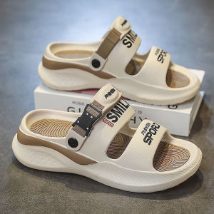 【Ultra Thick แต่เพียงผู้เดียว】รองเท้าแตะผู้ชายฤดูร้อนสวมใส่กันลื่นแฟชั่นใหม่ขับรถสองใช้รองเท้าชายหาดกีฬา