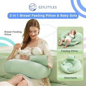 EZYLITTLES 2 in 1 Nursing Pillow Baby Sofa Tummy Time Pillow Newborn Mattress Breastfeeding U Shaped Bantal Menyusu Bayi