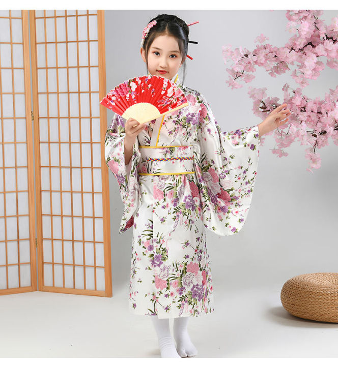 Japanese Traditional Dress Kimono Robe for Kids Girls Costume