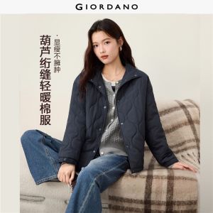 Giordano Women Stand collar wave quilted jacket Free Shipping 05376691
